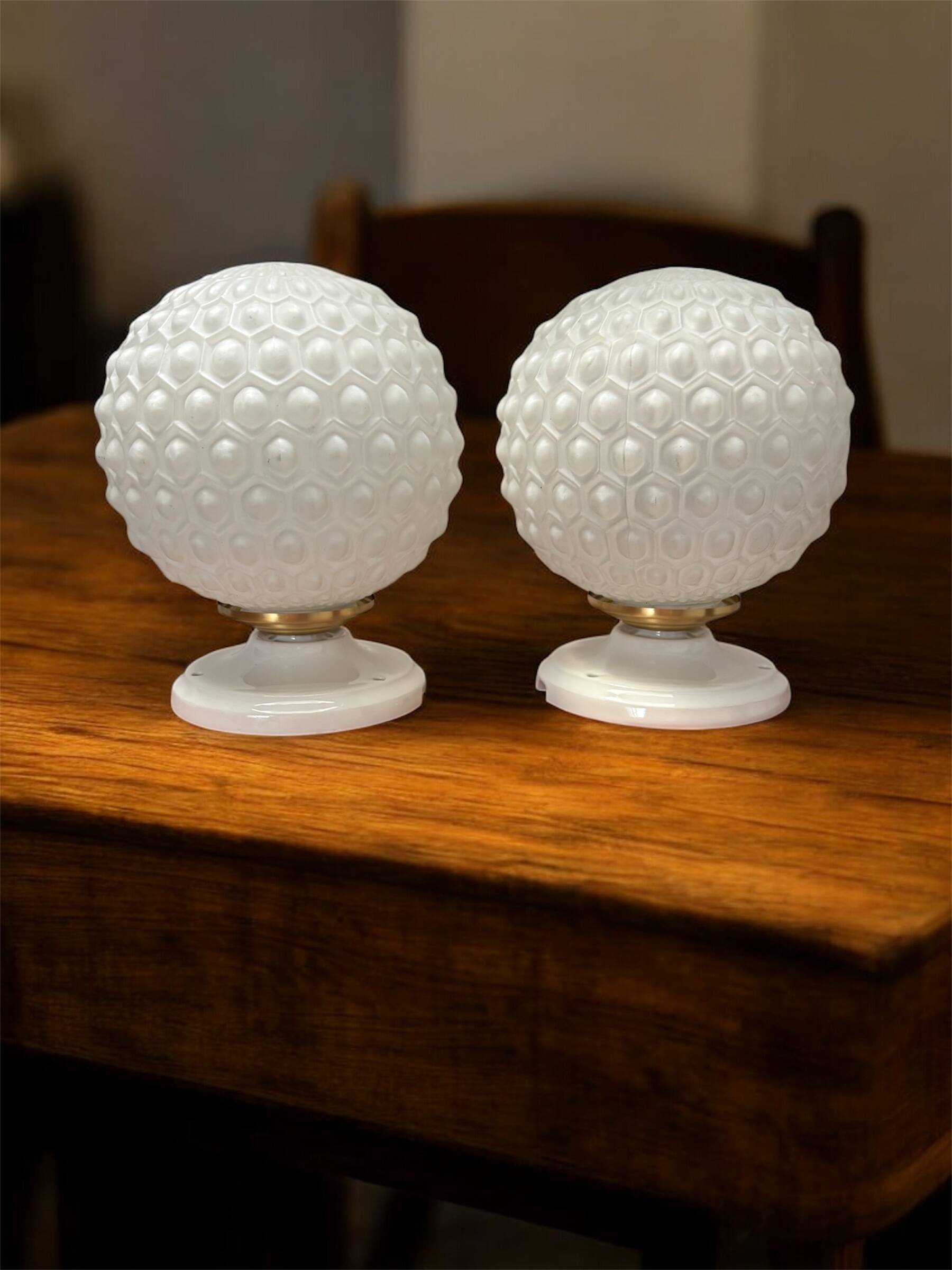 Pair of vintage Art Deco globe wall lights