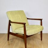 GFM-64 armchair, design by Edmund Homa from the 70s, yellow lemon lime