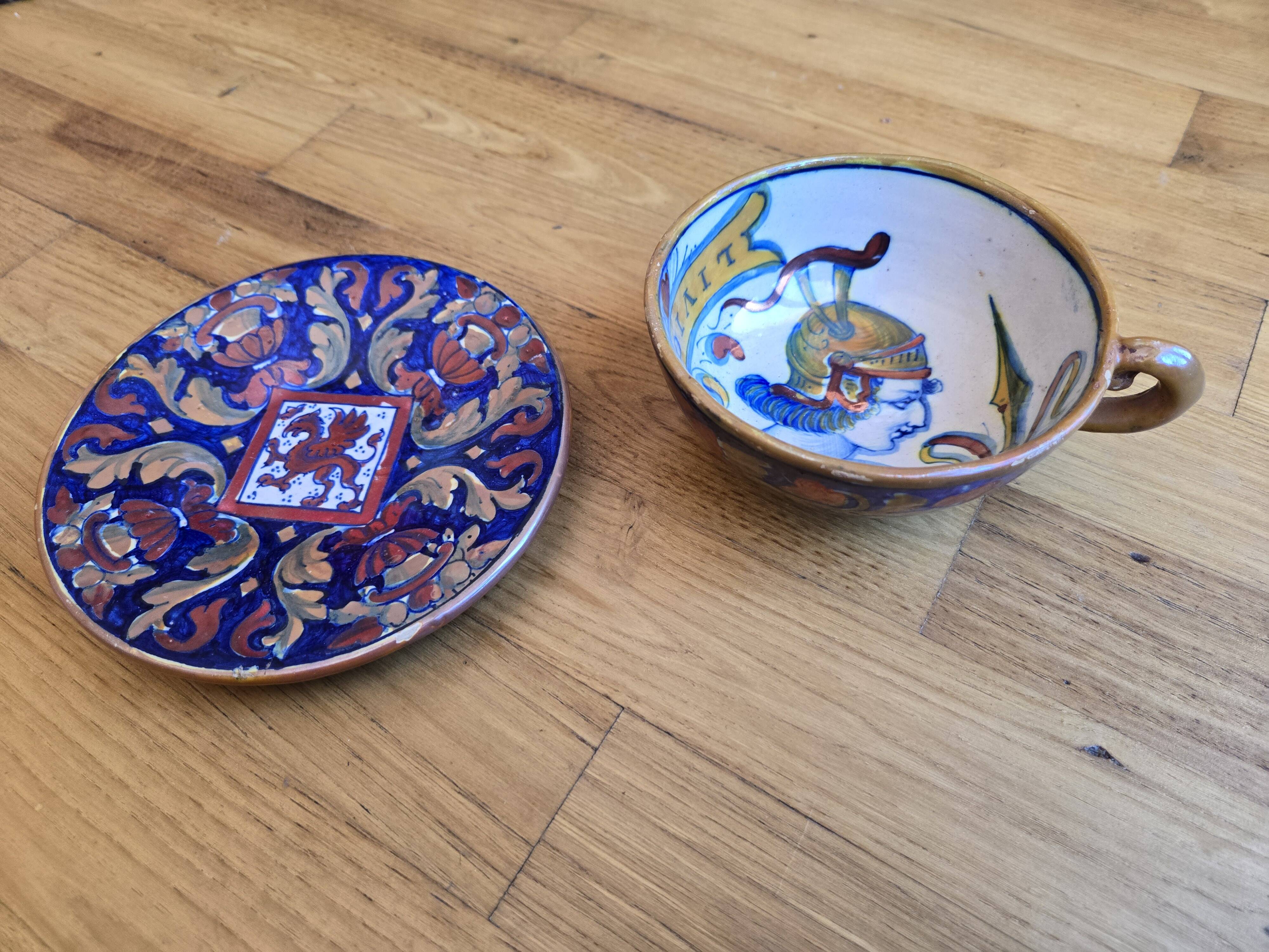Tea or coffee cup and saucer by Alfredo Santarelli and Gualdo Tadino