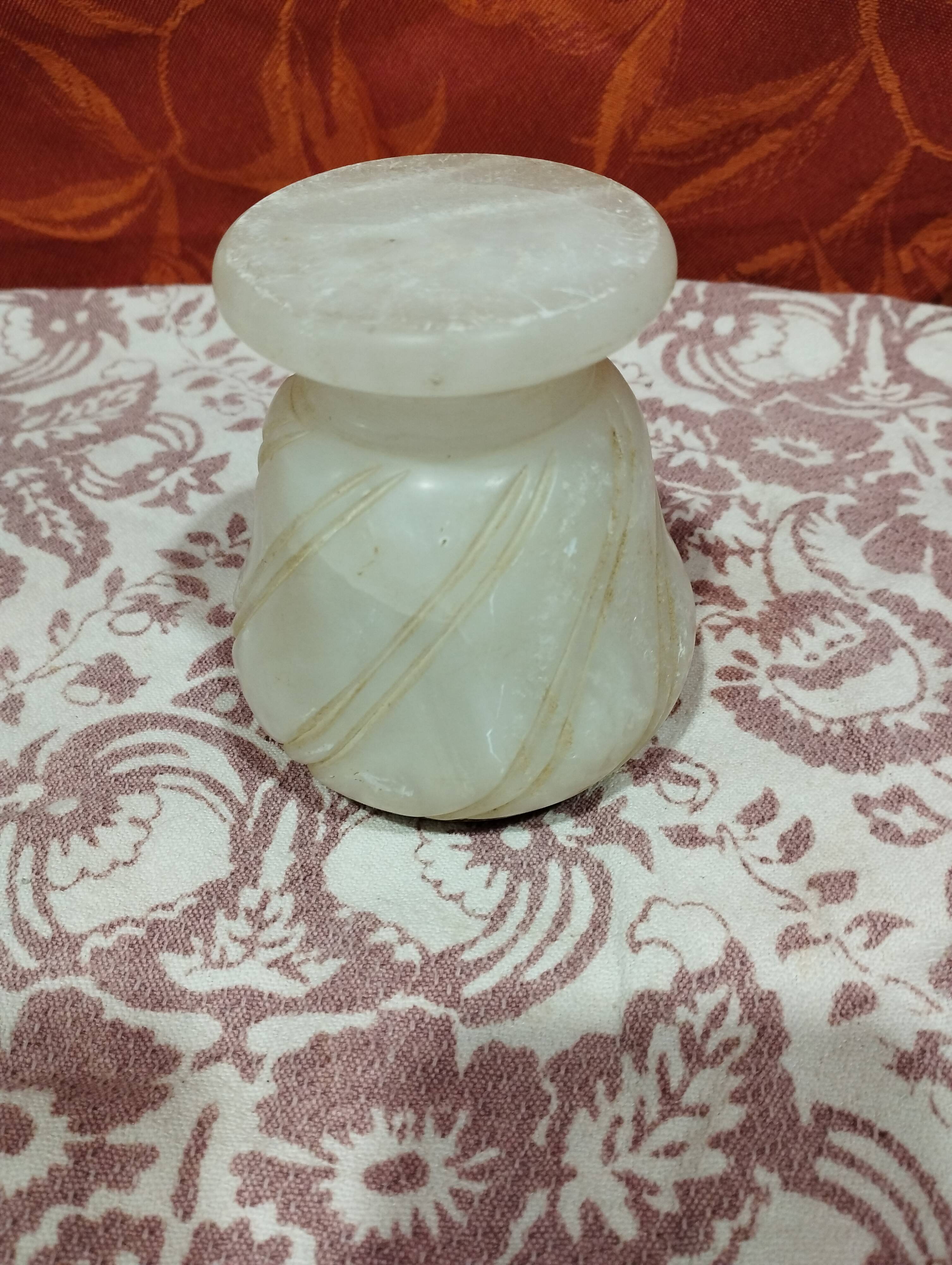 Vintage: small ball vase in natural stone and brass