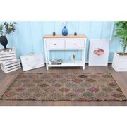 Vintage Turkish Oushak Handmade Wool Cotton Beige Kilim Runner Rug 91x224
