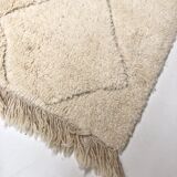 Berber carpet Beni Ouarain new ecru with engraved ecrus patterns 2,15x1.52m