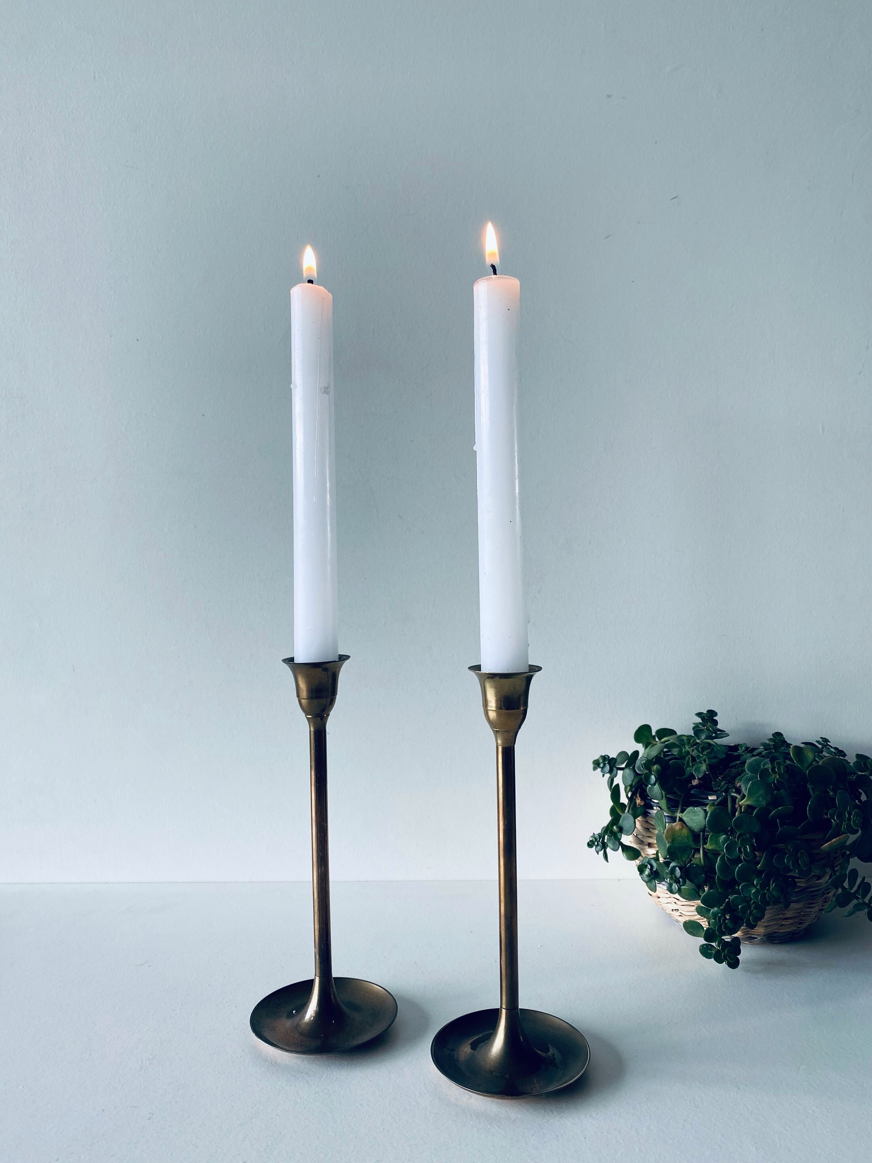 Pair of brass candle holders
