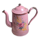 Antique pink enamel coffee pot – Hand-painted floral decoration – 1920s