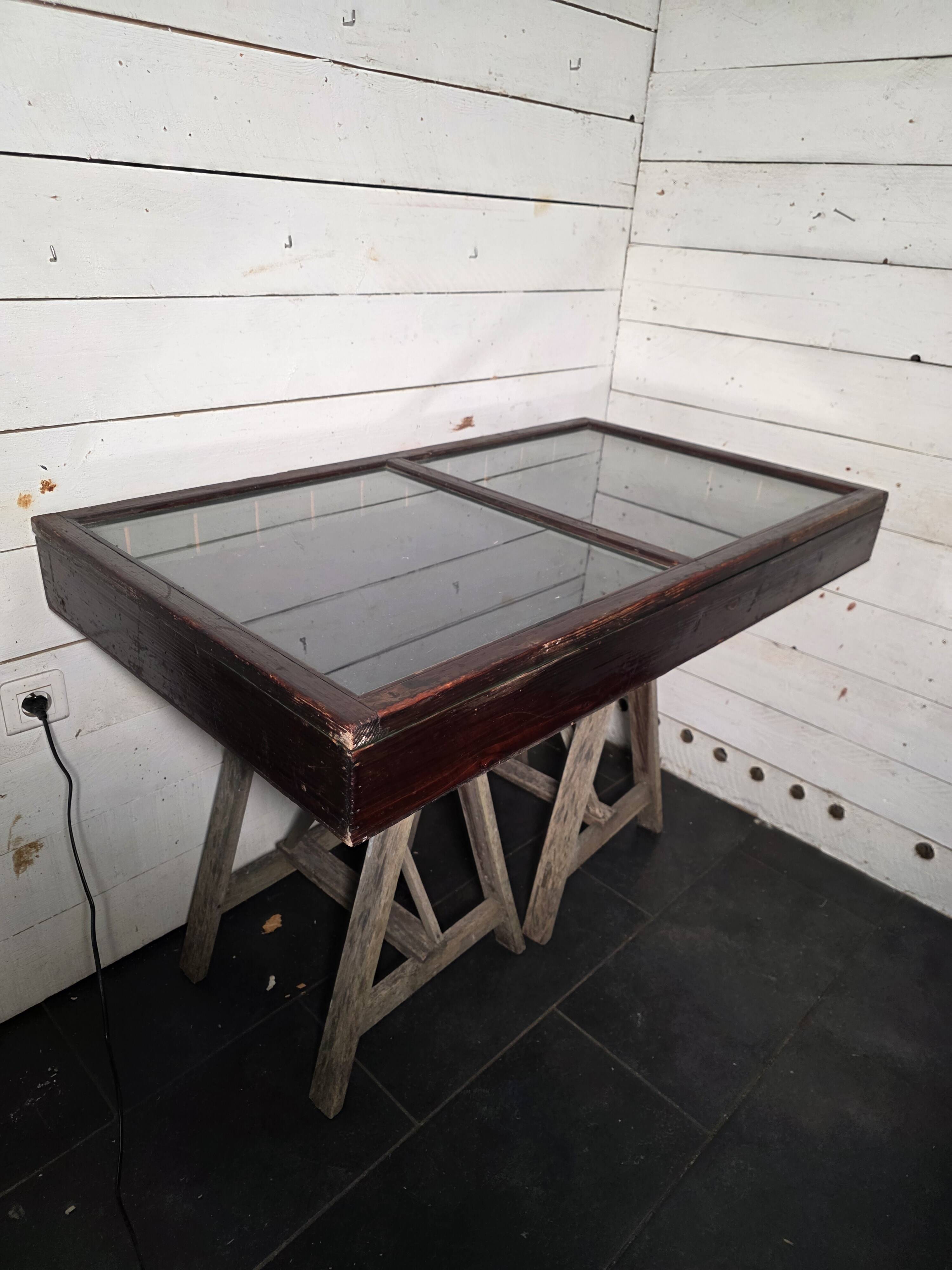 Antique wooden shop display cabinet