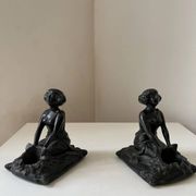 Art Nouveau spelter bookends, depicting an oriental woman, circa 1900
