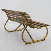 Banc vintage en bois et fer, années 1930
