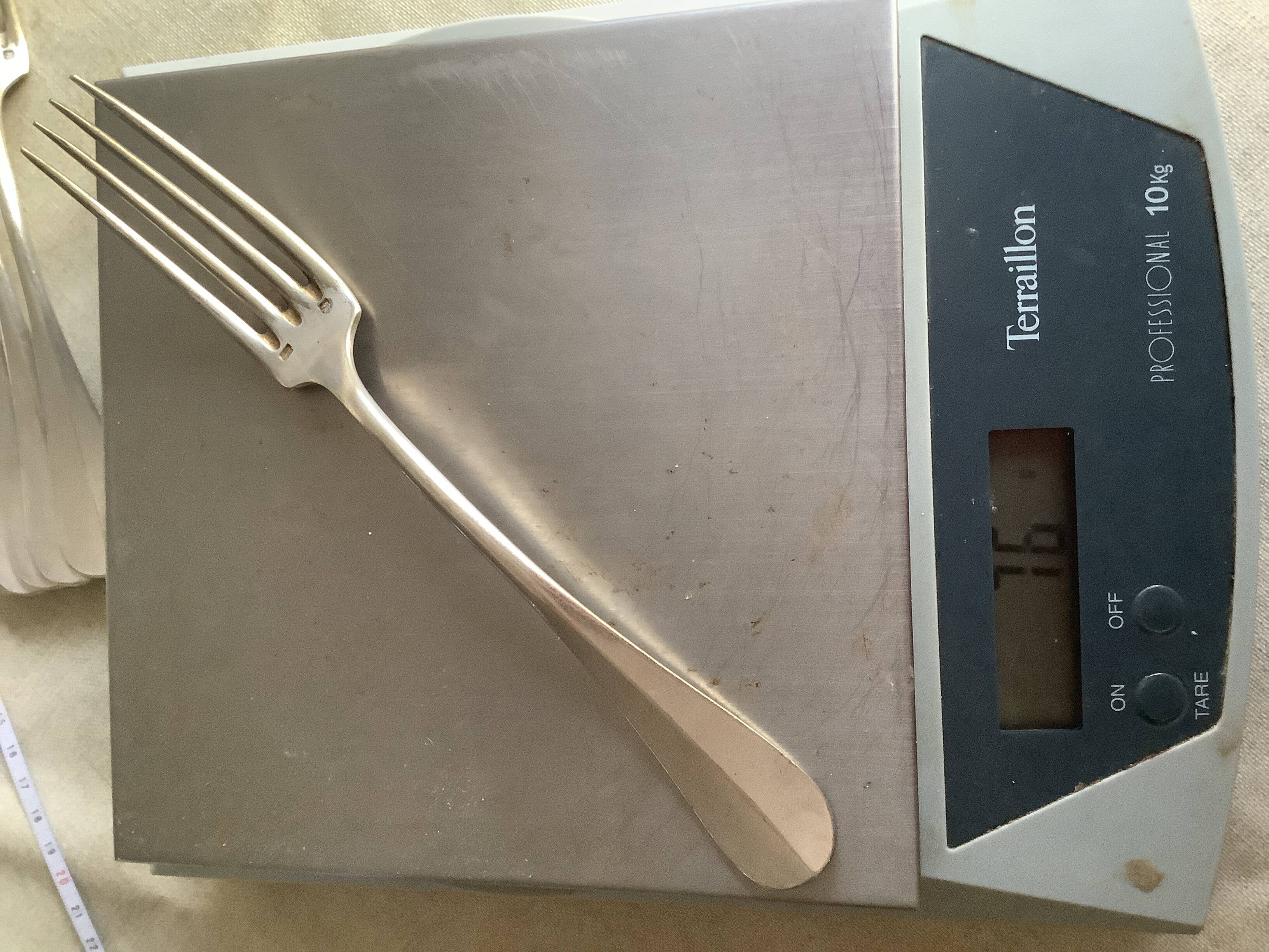 Silver-plated forks with hallmarks