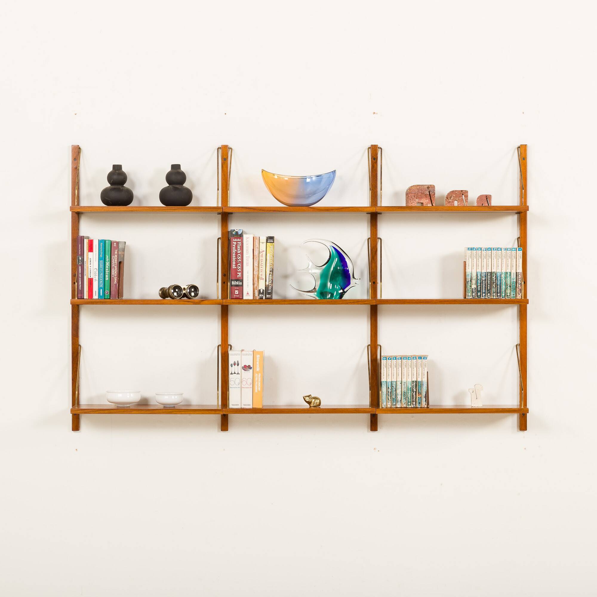 Danish mid century teak shelving unit, 1960s