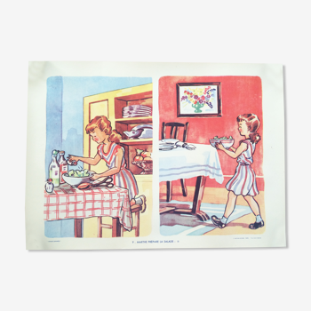 School poster "Marthe prepares salad II"