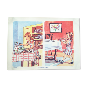 School poster "Marthe prepares salad II"