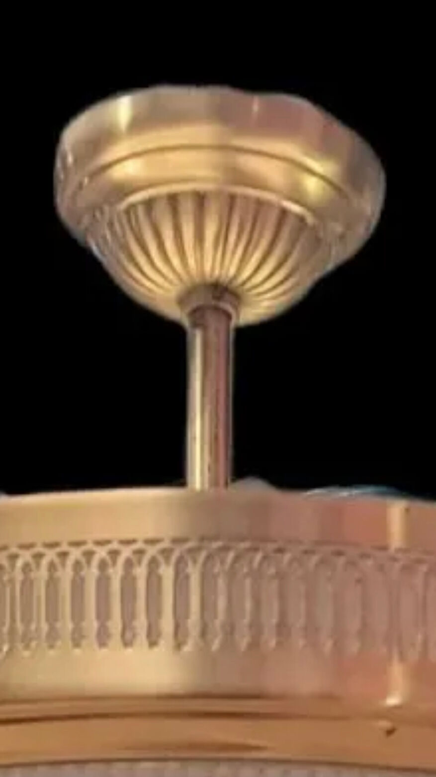 Lucien Gau ceiling lamp in gilded brass and molded glass