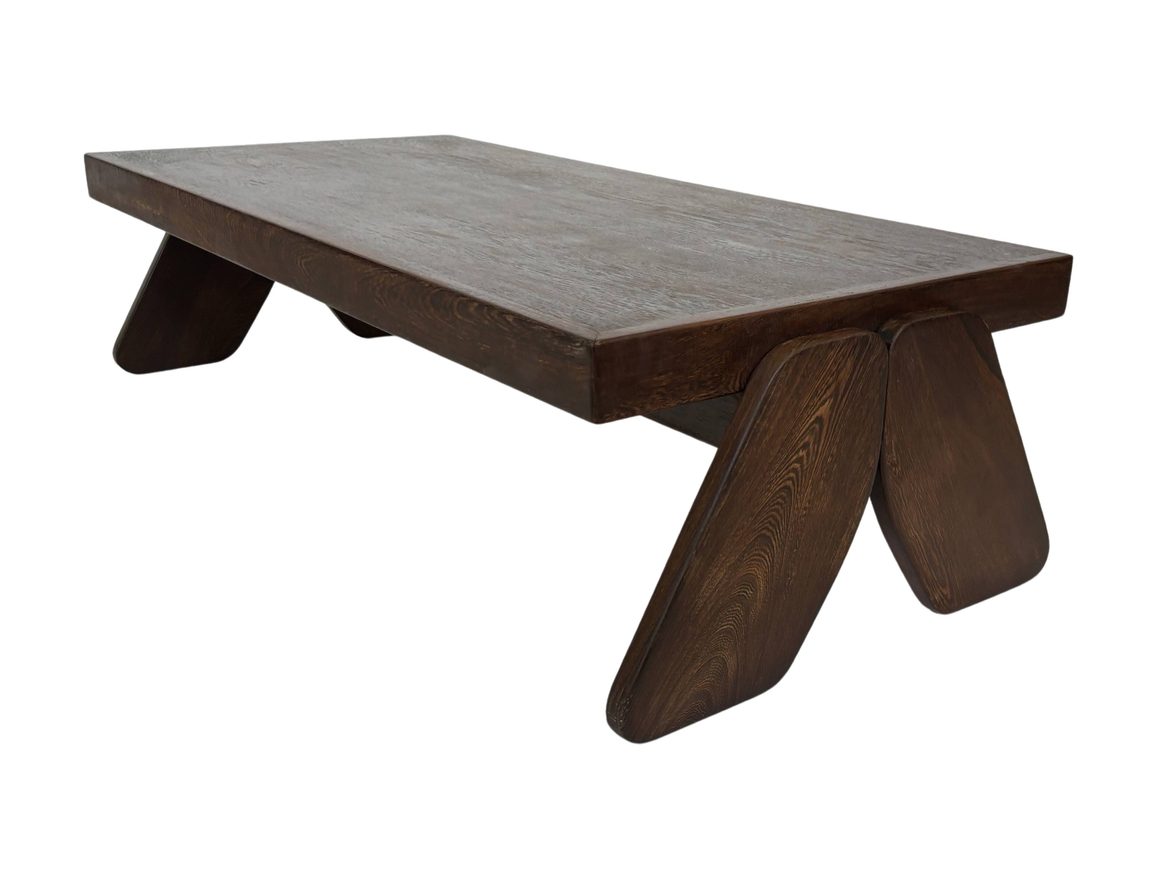 Vintage Coffee Table Wengé Brutalist Postmodern 70's Design