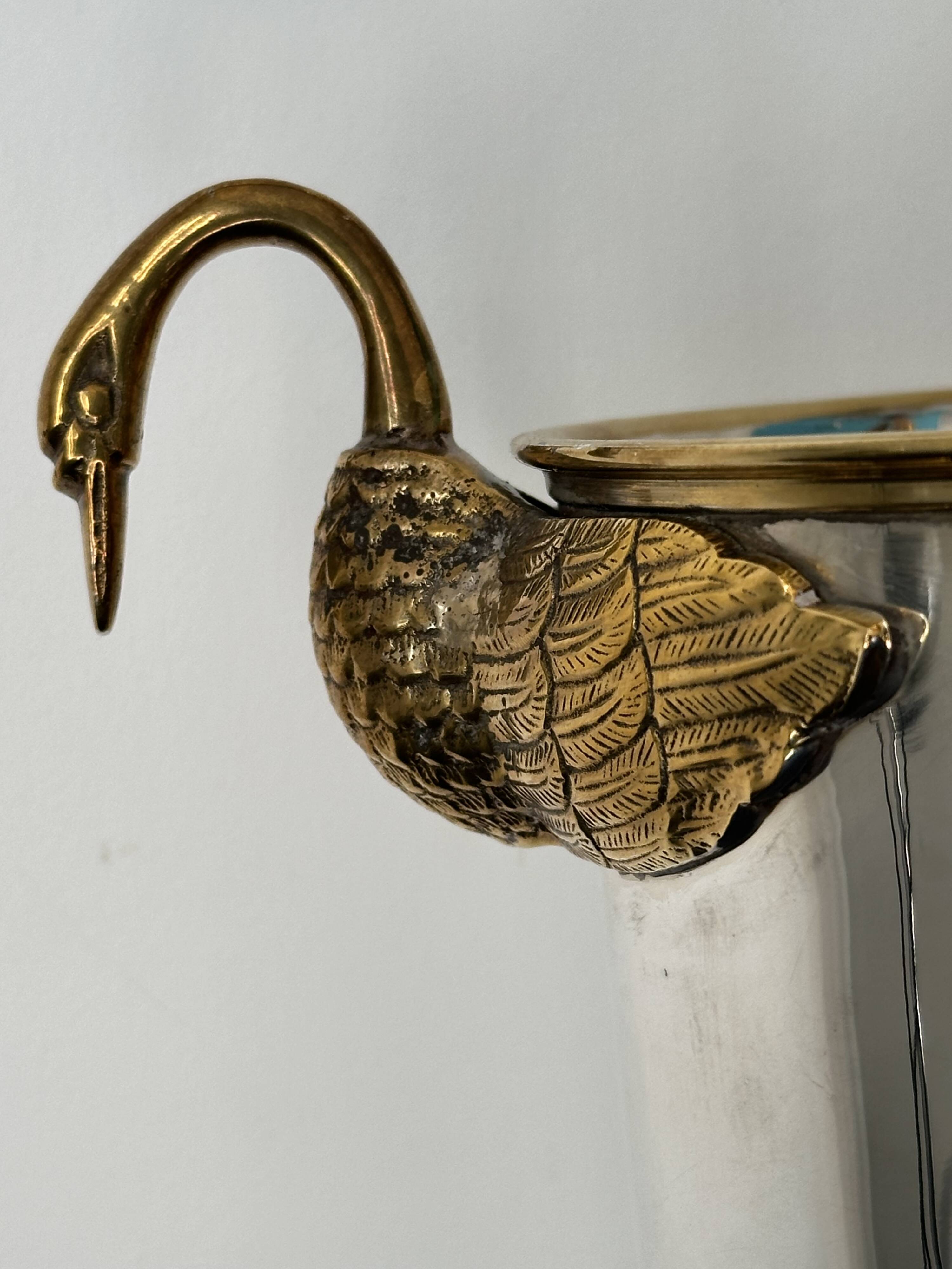 Champagne bucket with swans, in silver and gold metal, attributed to Christofle, 1940/1950