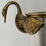 Champagne bucket with swans, in silver and gold metal, attributed to Christofle, 1940/1950