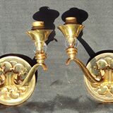 Pair of bronze and glass/neoclassical wall lamps