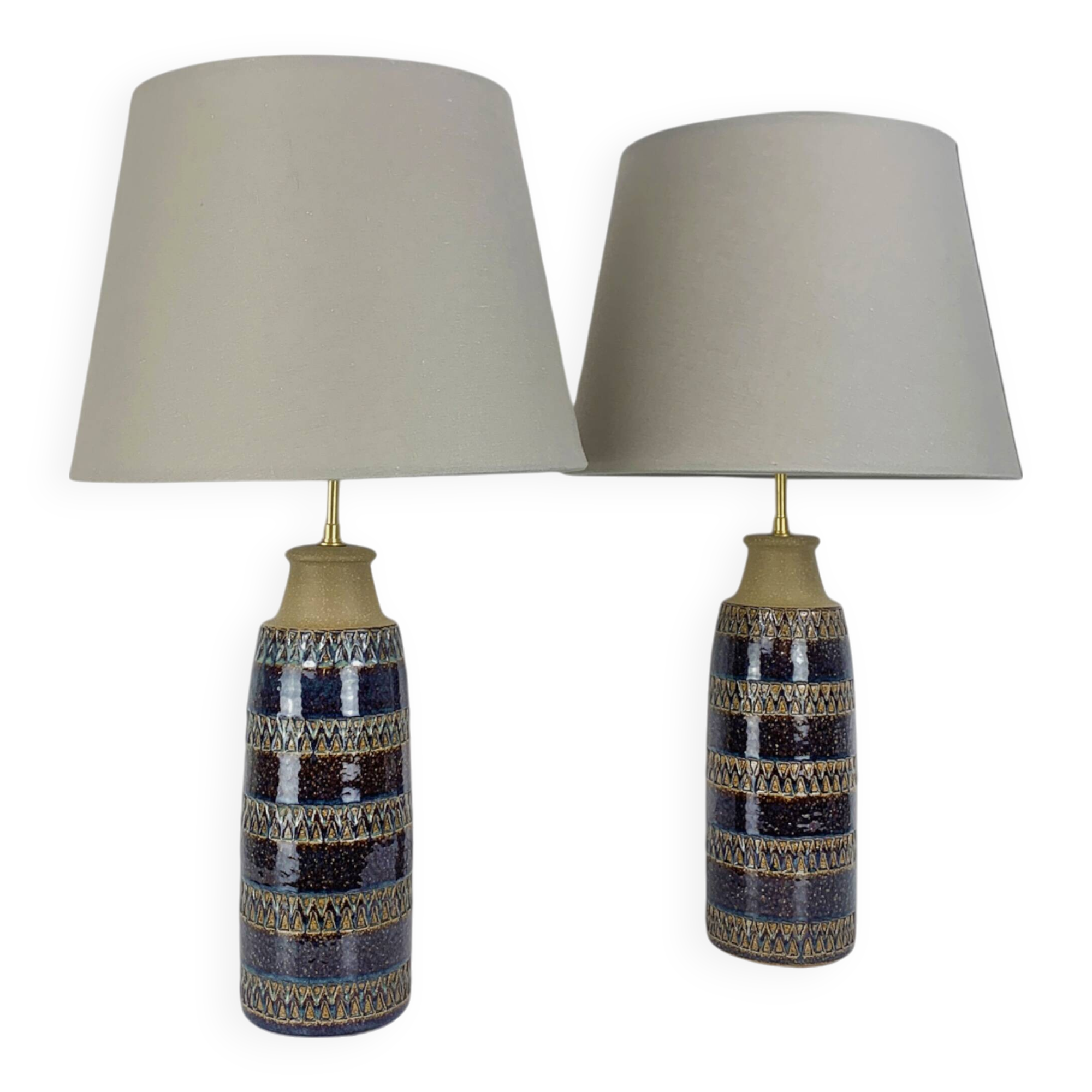 Pair of Erling Mortensen ceramic table lamps, Soholm, Denmark, 1960s