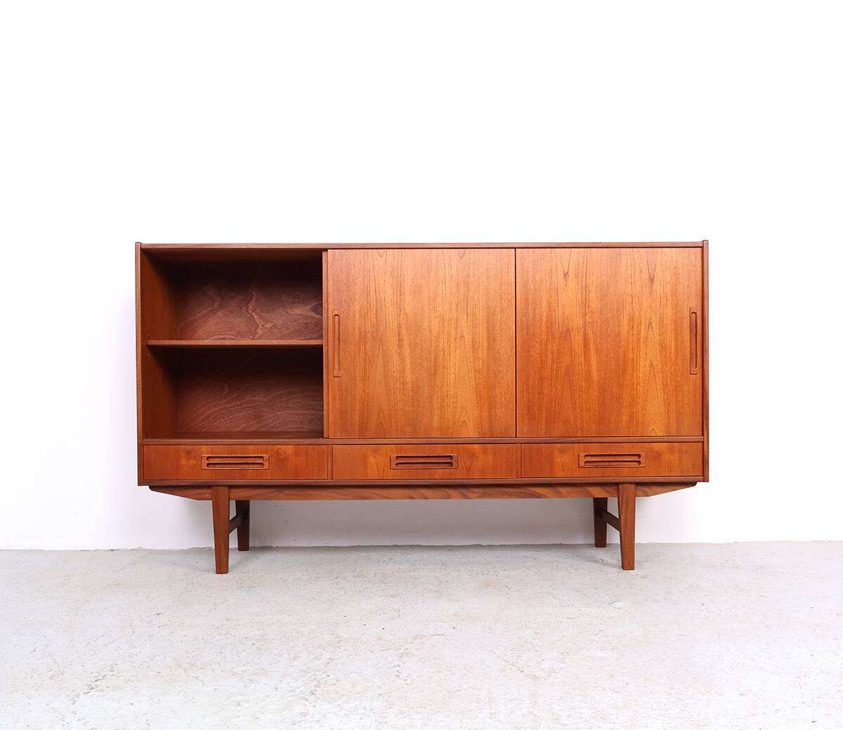 Danish design teak highboard with drawers, 1960s