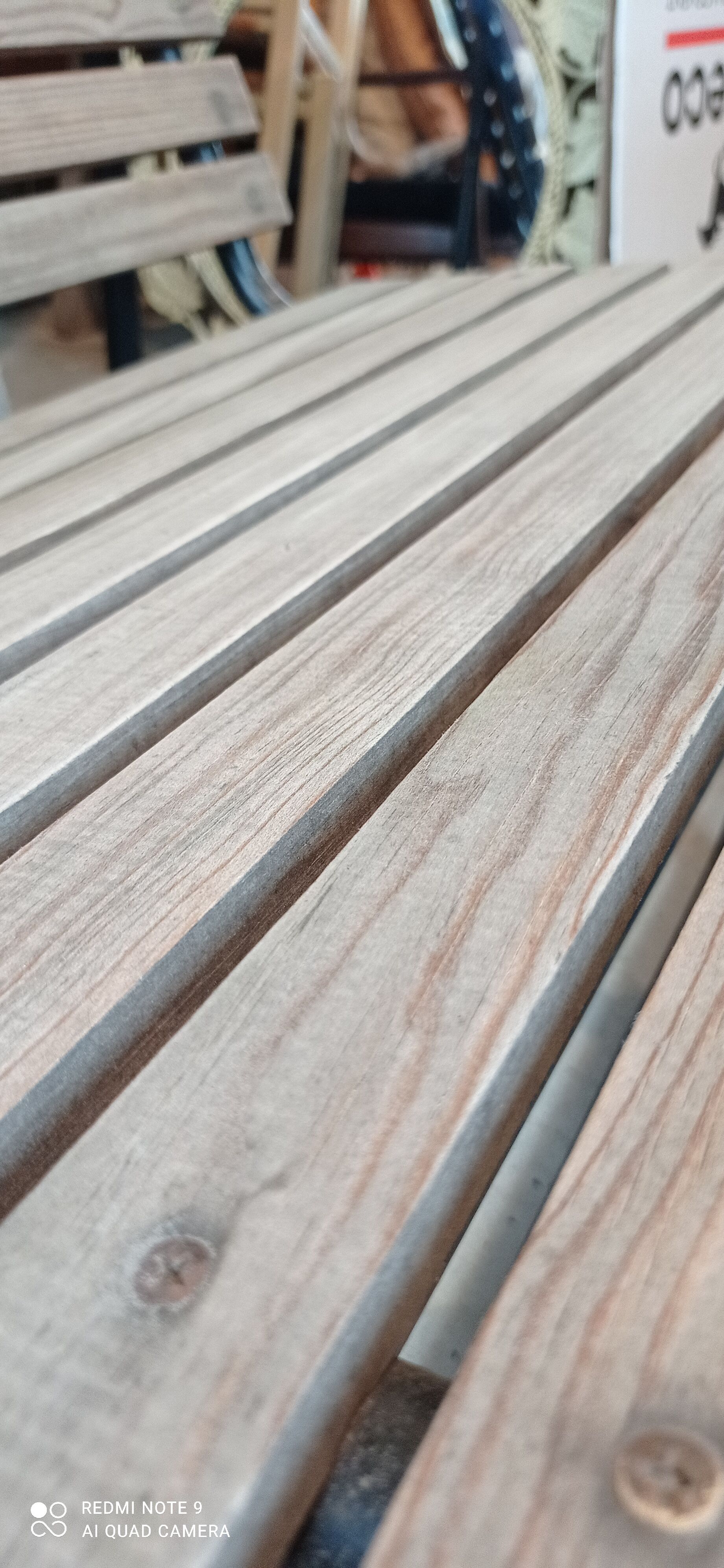 Metal and wood bench