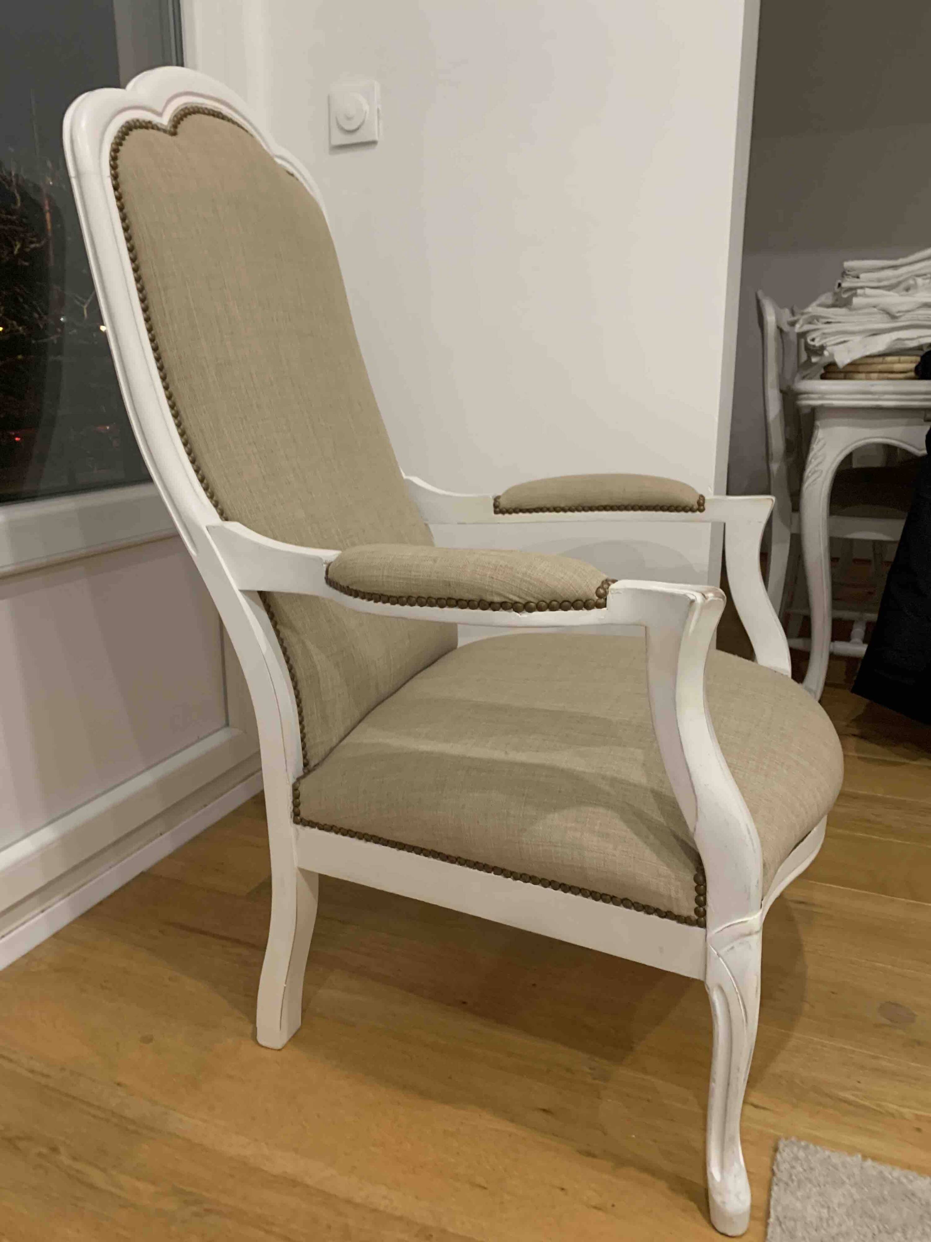 Fauteuil Voltaire en bois blanc | Selency