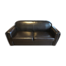 Sofa bed leather 3 places brown