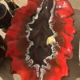 Large Vallauris vintage red plate – 1960s design ceramic – piece