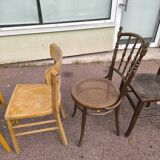 set of 6 mismatched vintage bistro chairs - wood