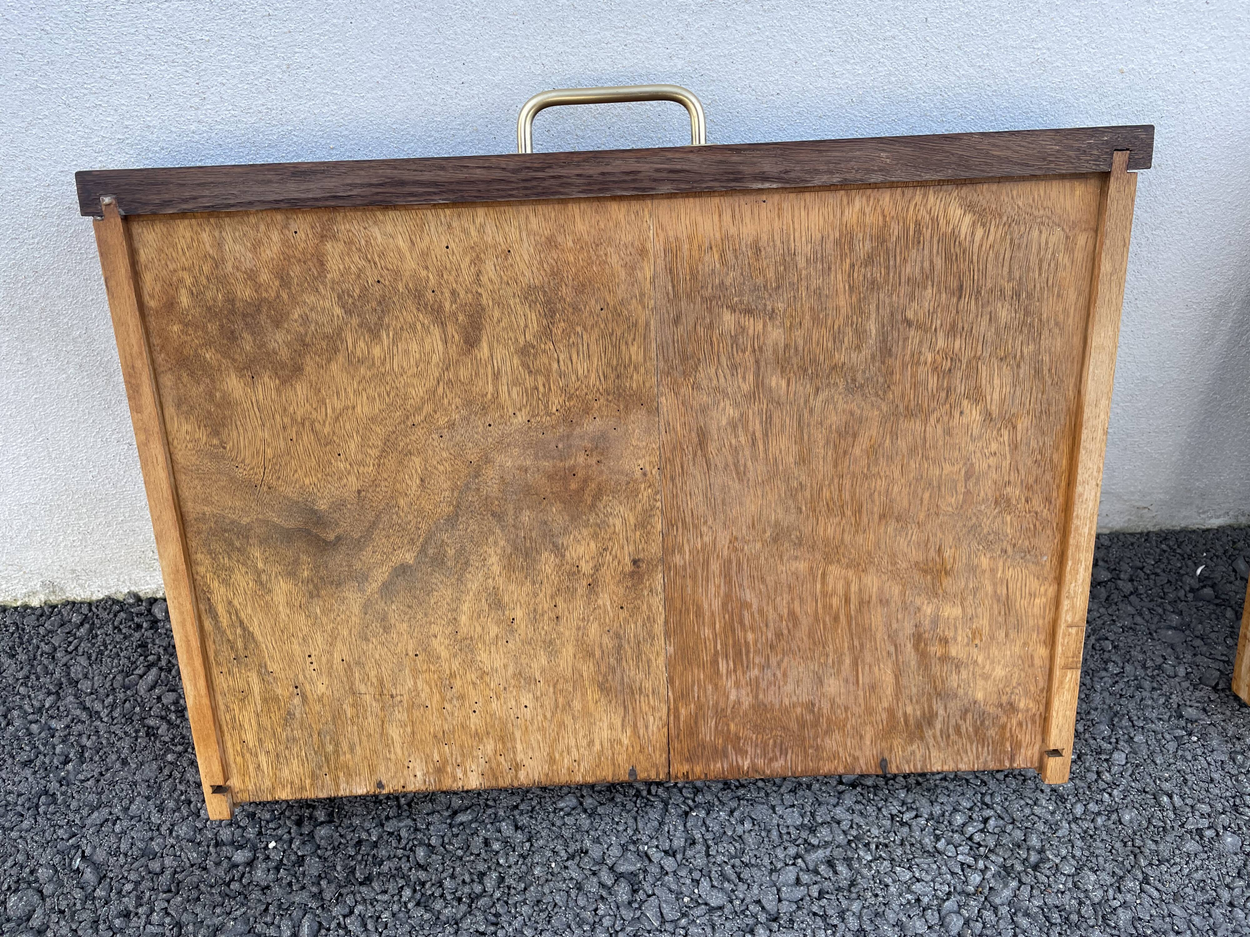 Modernist wooden desk with compass feet 1950