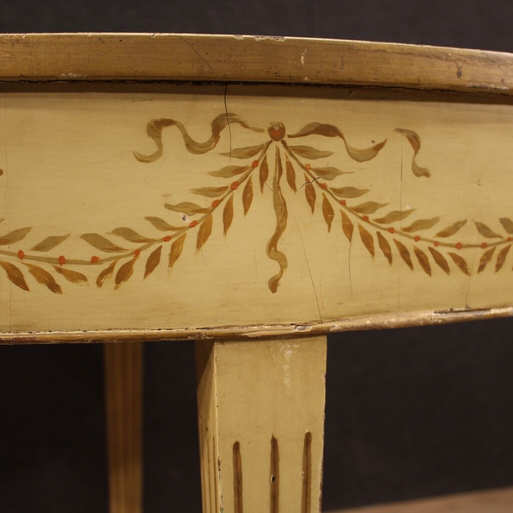 Italian lacquered demilune table in louis xvi style