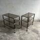 1980s Black Metal and Smoked Glass Side Table / Bar Cart Trolley