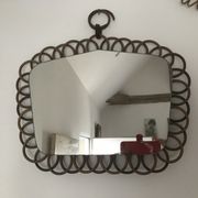 Miroir vintage en rotin 32x40 cm
