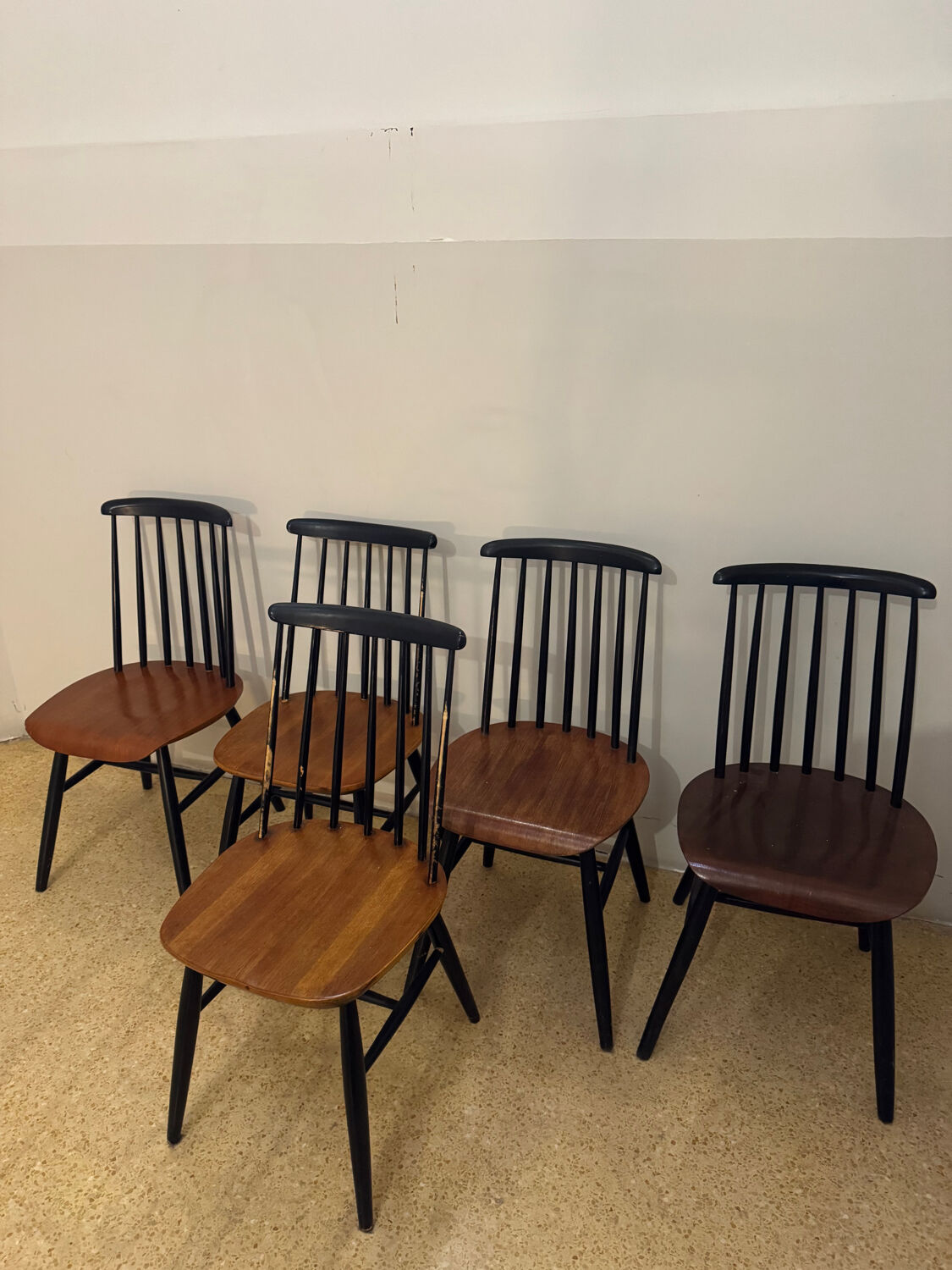 Set of 5 Tapiovaara chairs model Fanett
