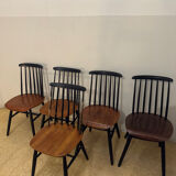 Set of 5 Tapiovaara chairs model Fanett