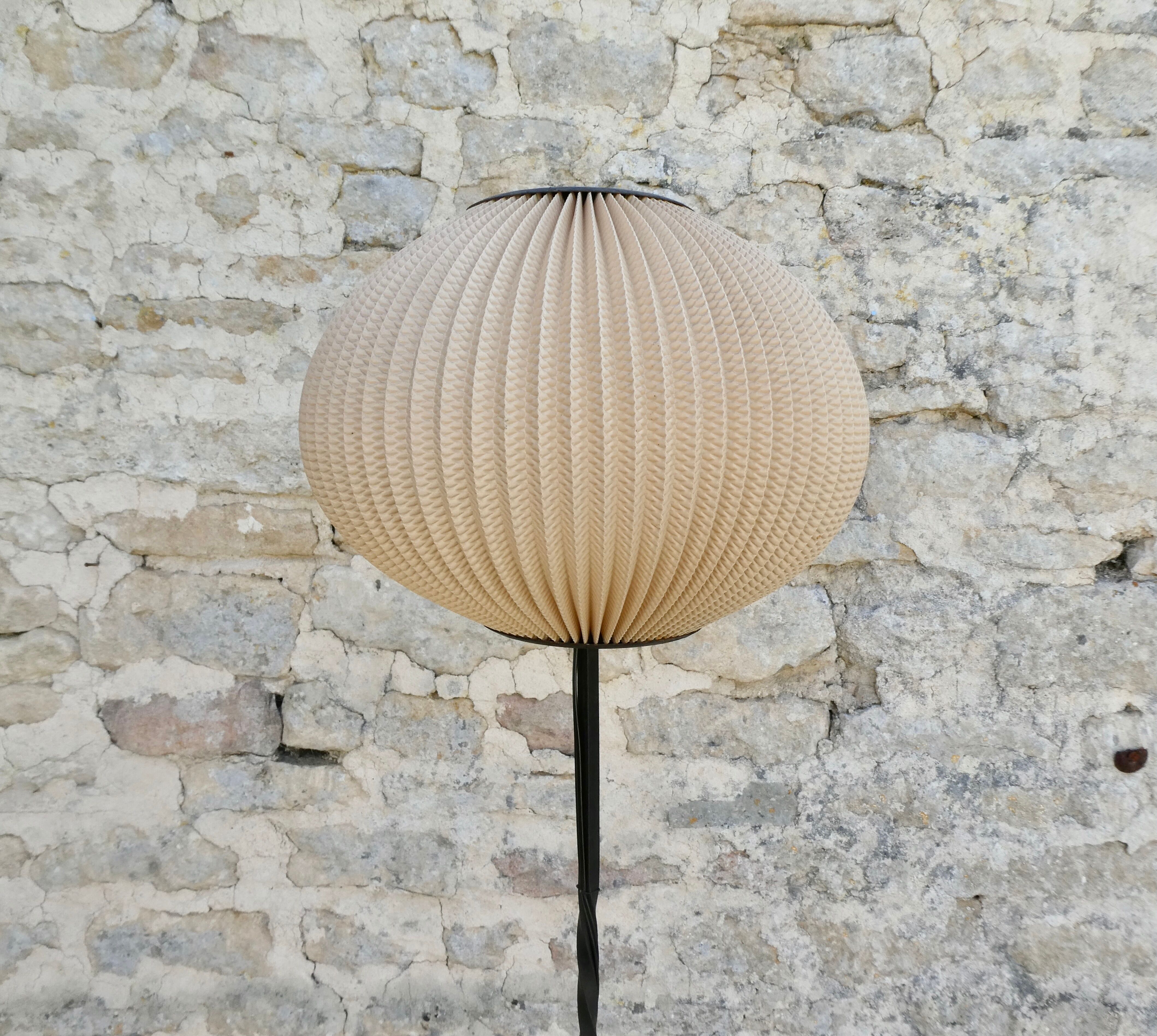 Rispal lampshade on wrought iron floor lamp base