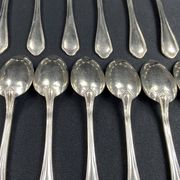 Complete set of 12 Louis XV style mocha spoons in silver-plated metal, Hermès
