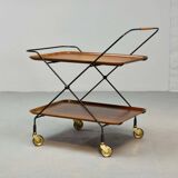Minimalistic Paul Nagel Teak and Steel Teatrolley. Germany, 1950s