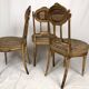 Series of three Louis XVI style chairs in gilded wood, circa 1900