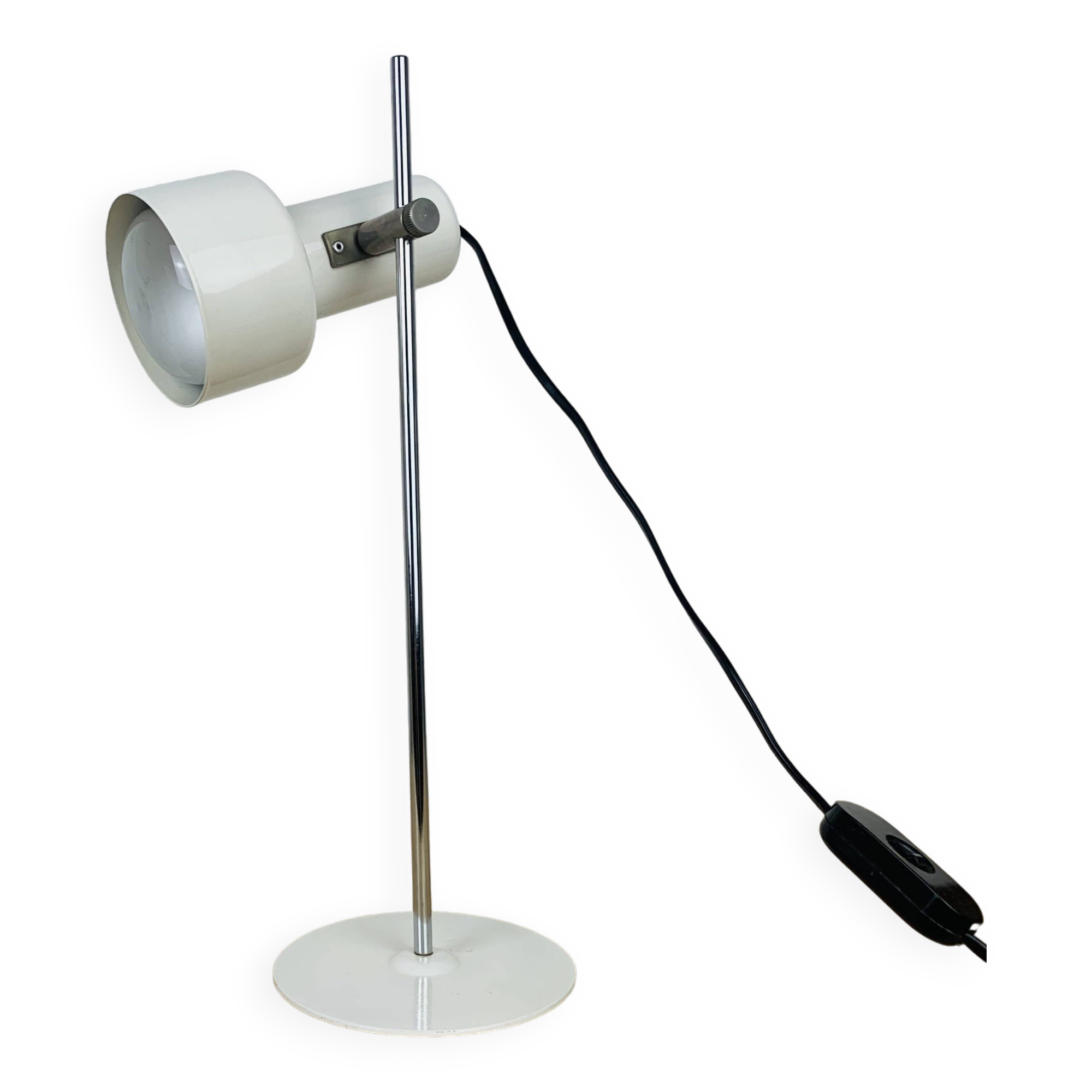 Lampe spot blanche et tige chromée, vintage