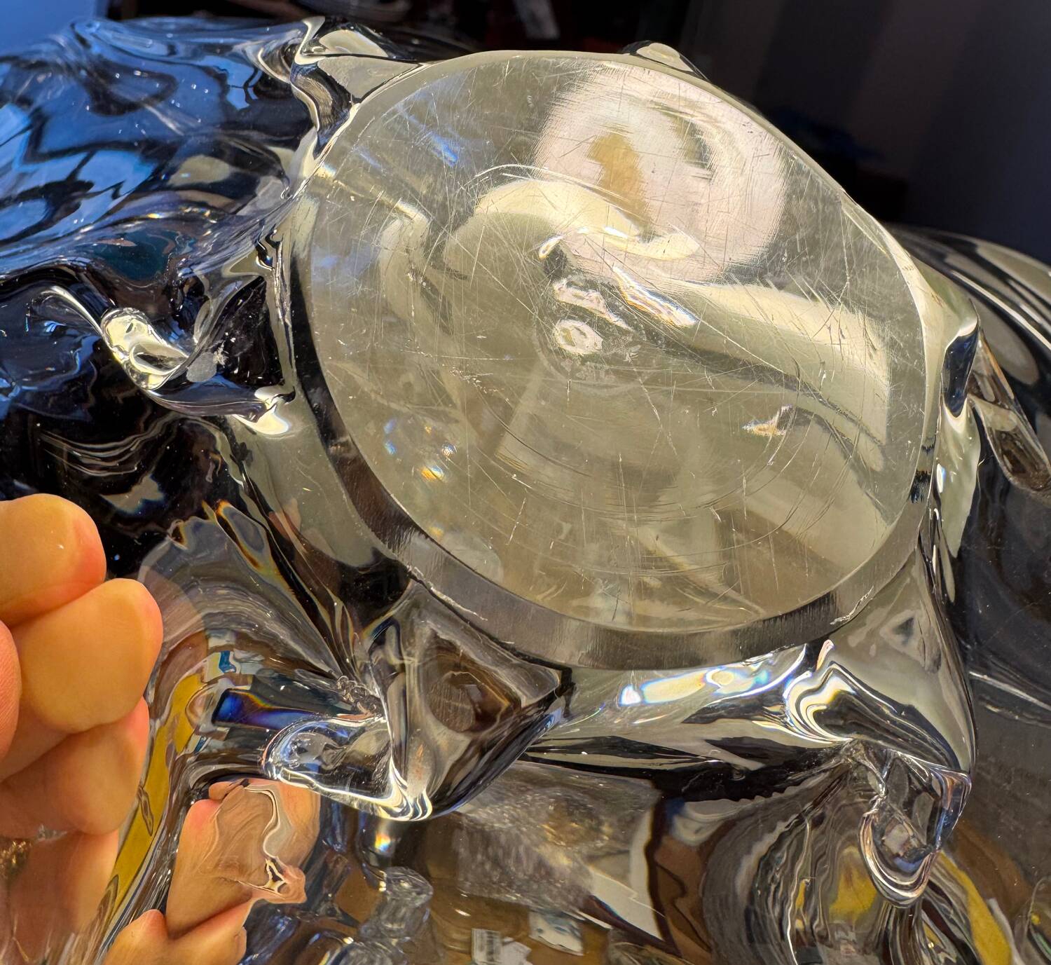 Crystal dish with stamp, 1960s/70s