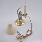 Hauy Pouigo Monkey candlestick table lamp silver plated bronze 1970's Italy
