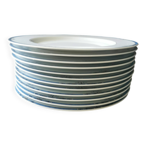 Assiette plate décor - porcelaine bleu