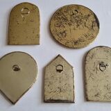 Set of 5 Moroccan mirrors in vintage brass 12 cm