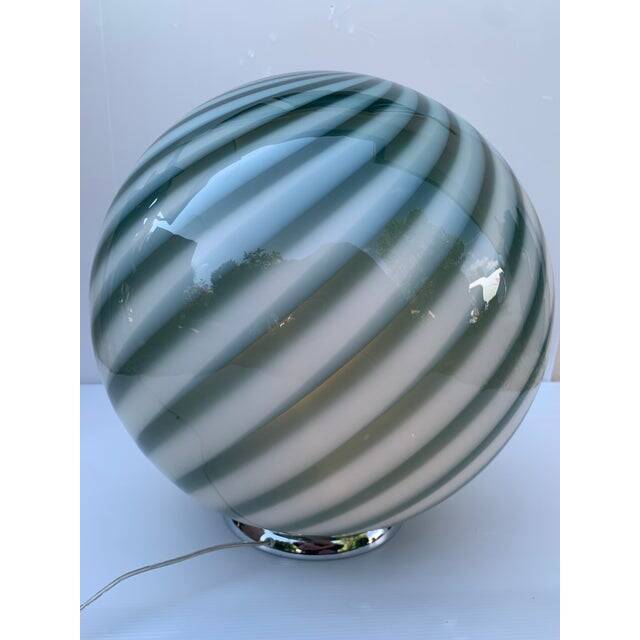 Contemporary milky-green sphere in murano glass swirl table lamp