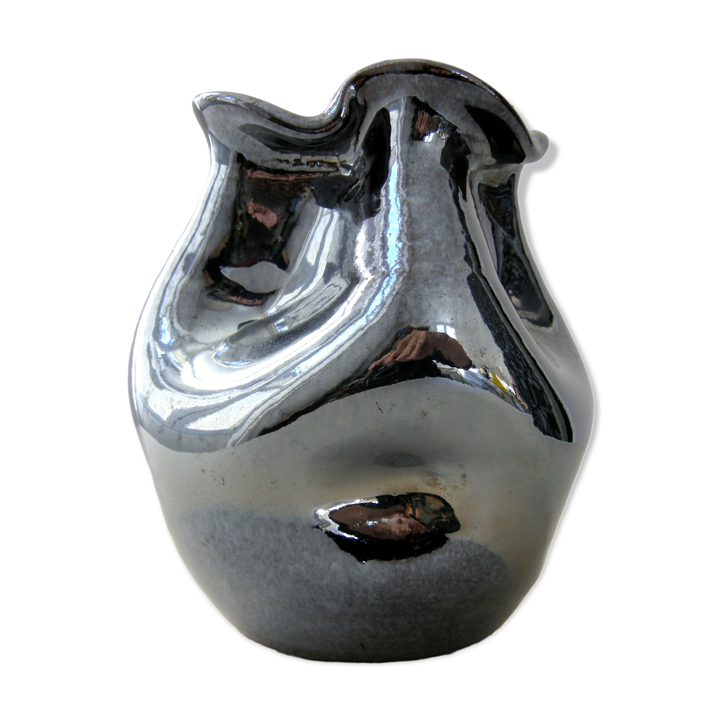 Vintage vase black iridescent 1950