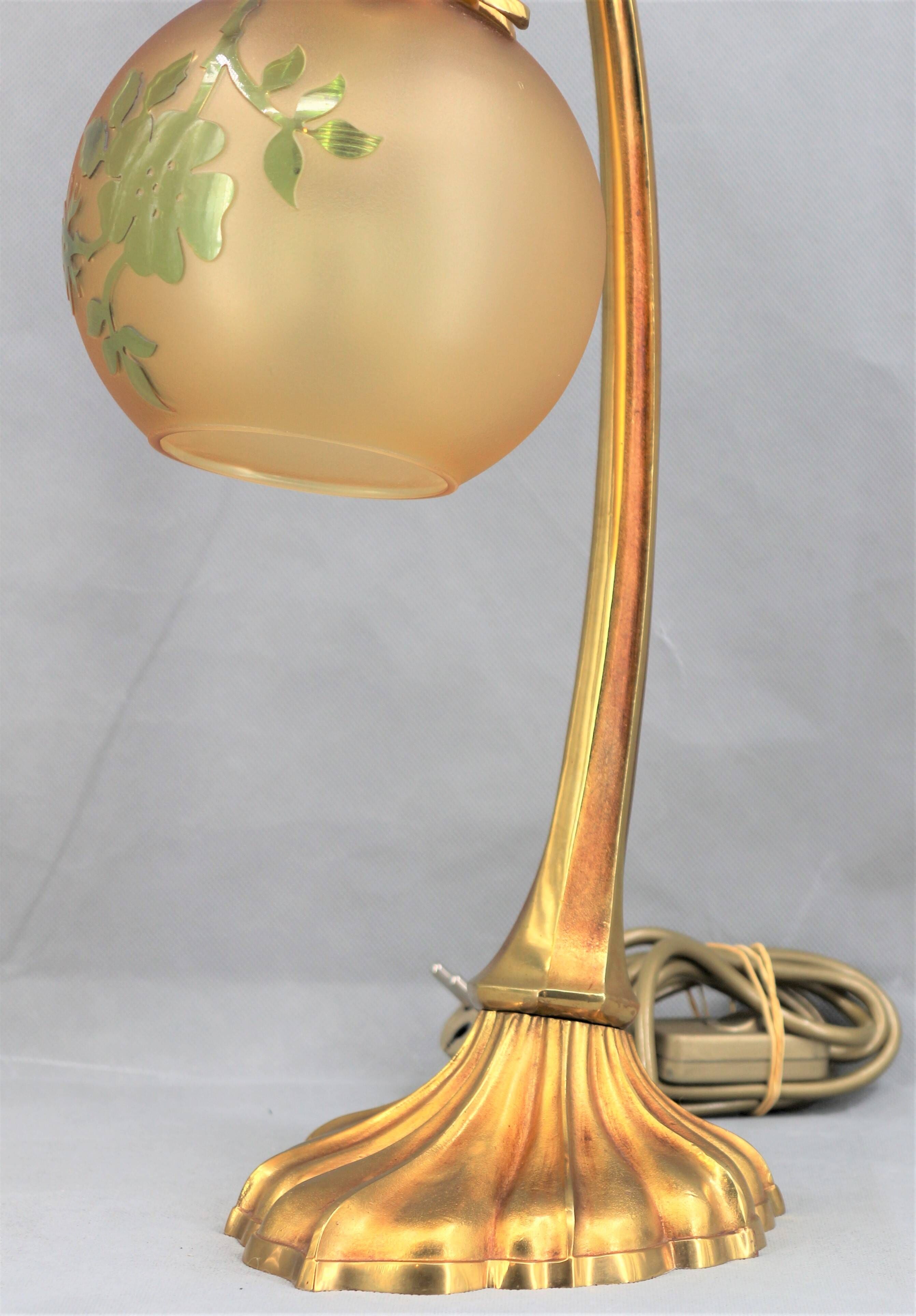 Romantic art-nouveau lamp in glass paste Lucien Gau