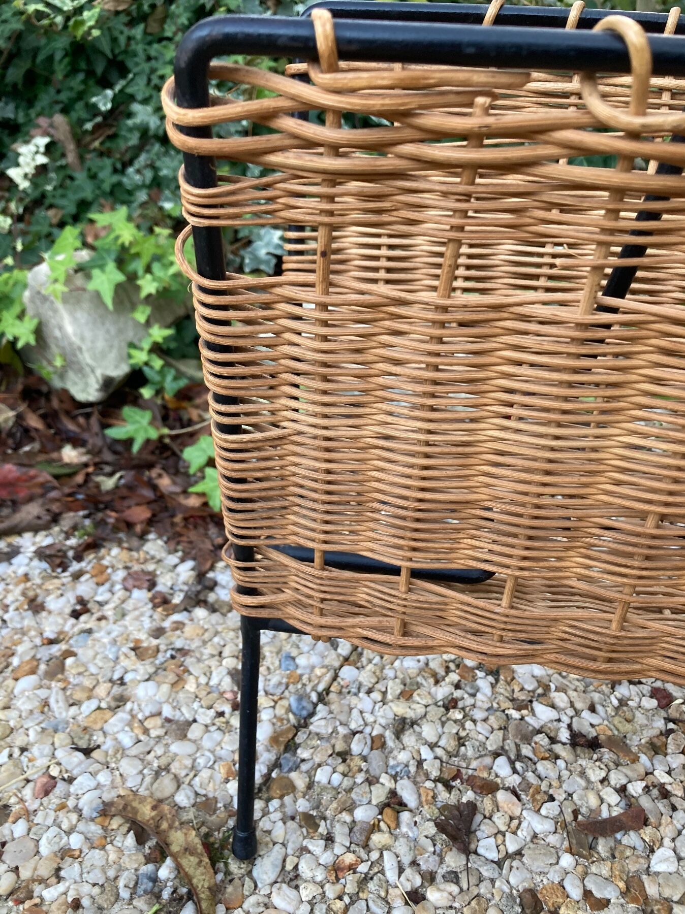 Raoul Guys vintage wicker magazine holder