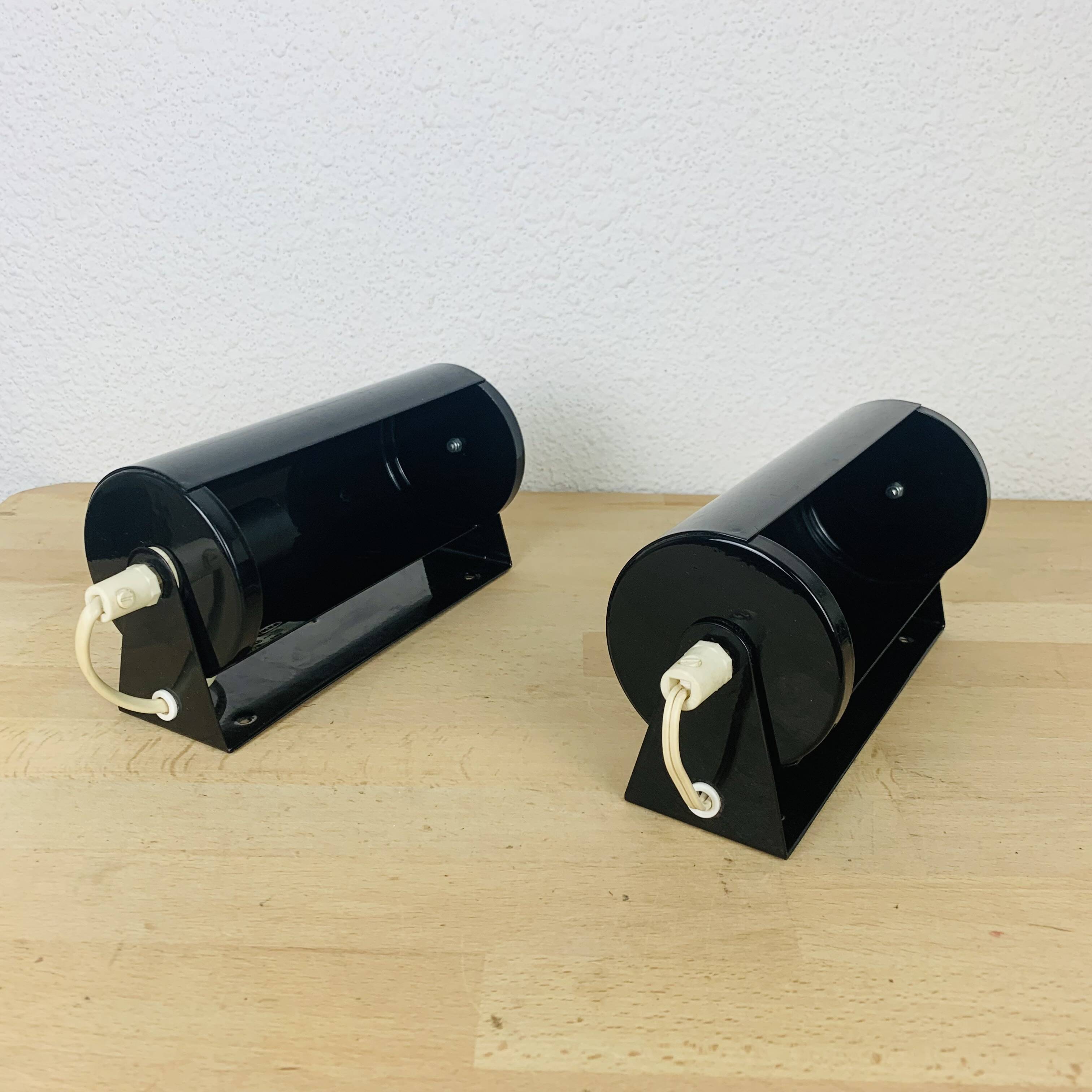 Pair of vintage black Ikea V413 roller wall lights