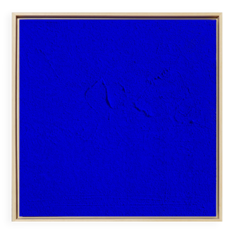 Framed abstract monochrome minimalist blue painting