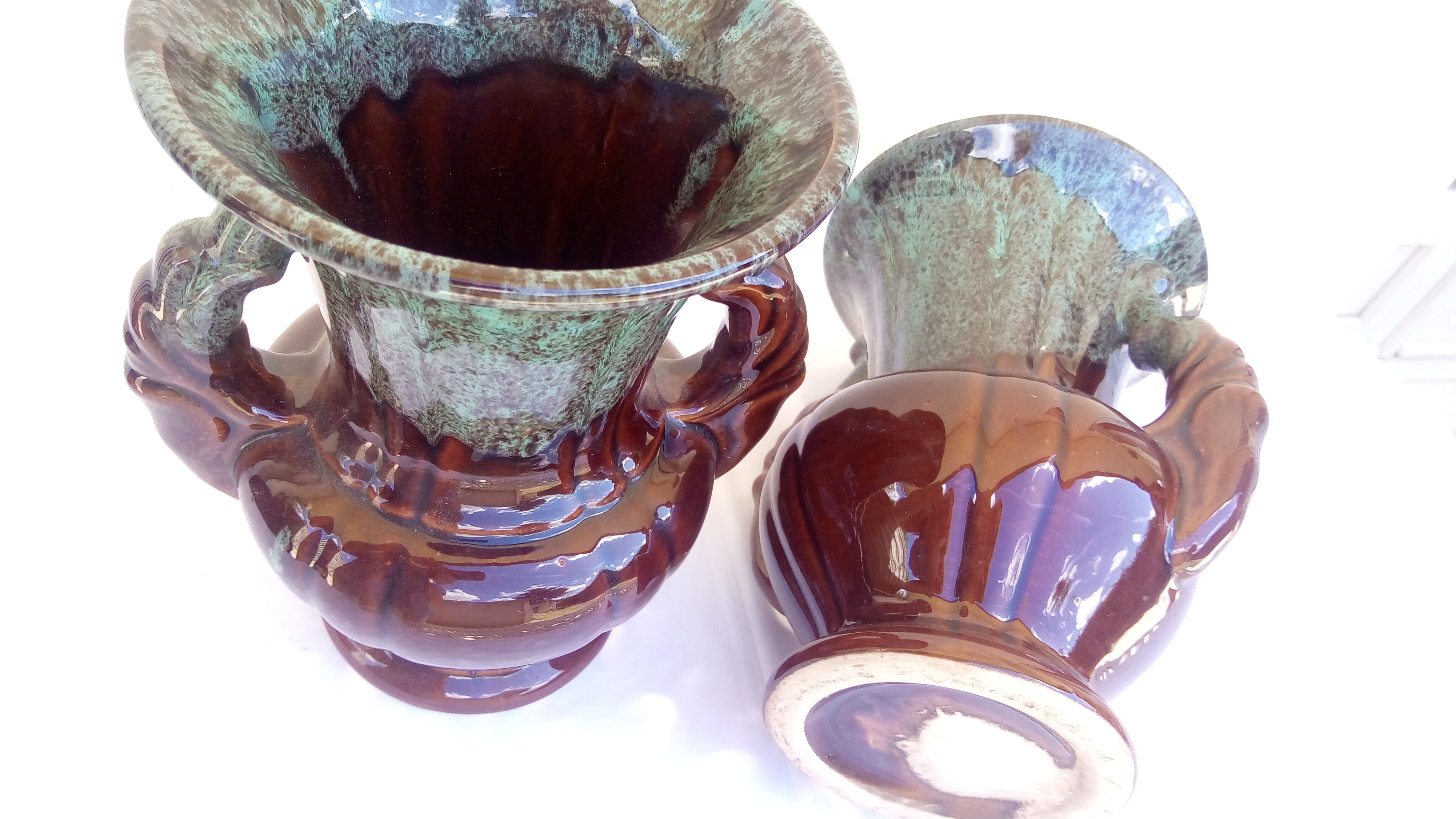 Pair of blue and brown 60s vases