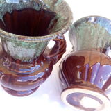 Paire de vases années 60 bleus et bruns